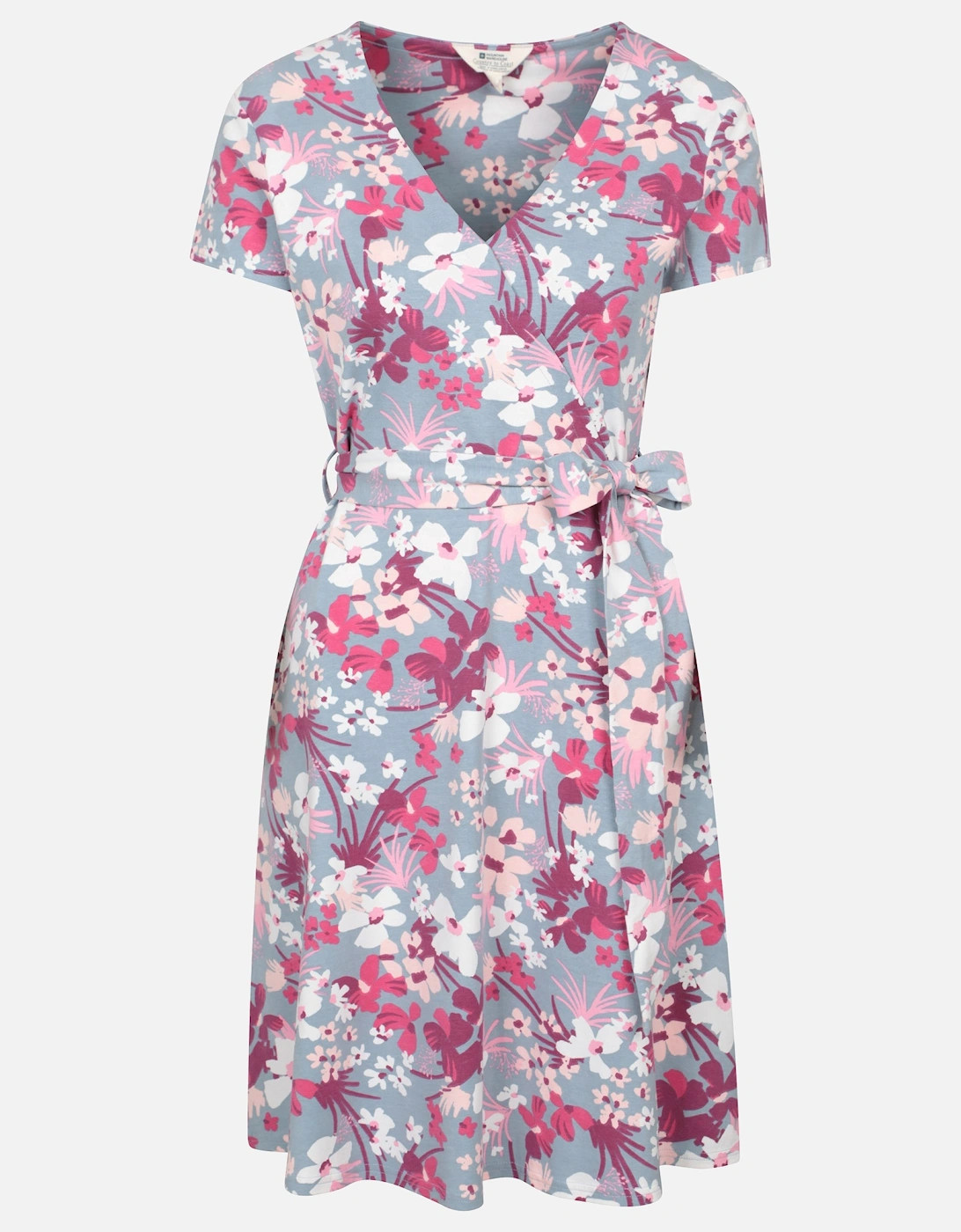 Womens/Ladies Santorini Cherry Blossom Jersey Wrap Dress, 4 of 3