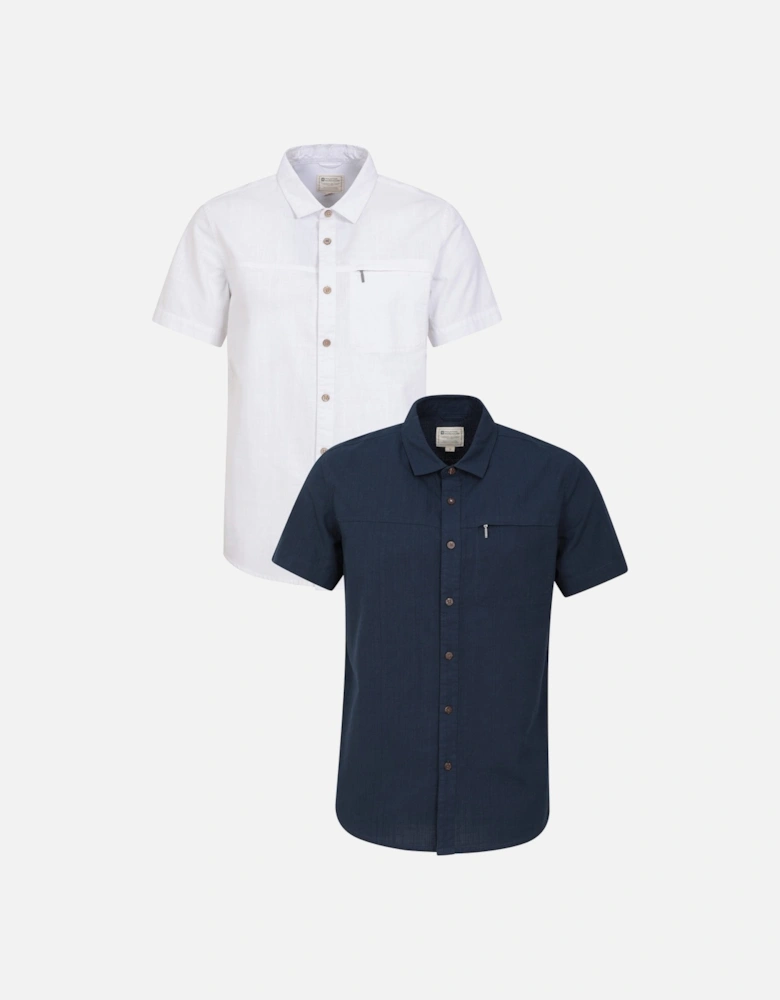 Mens Coconut Textured Slub Short-Sleeved Shirt (Pack of 2)