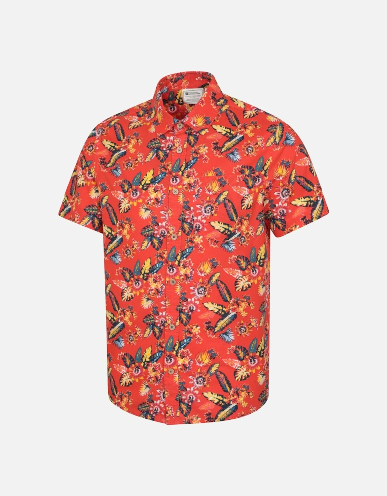 Mens Tropical Leaves Short-Sleeved Shirt