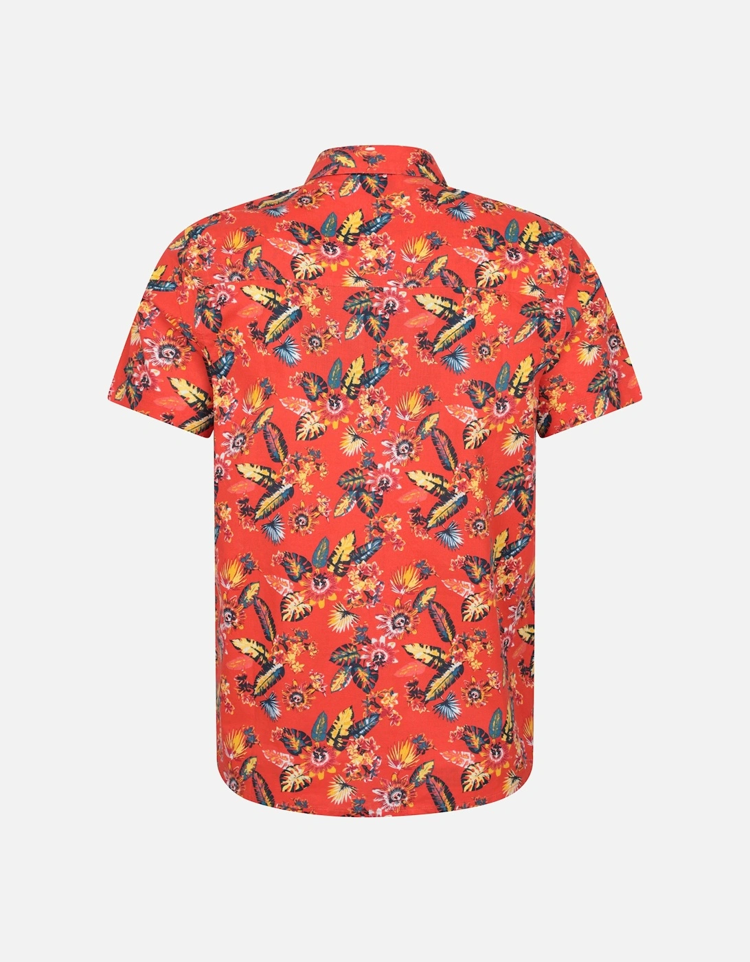 Mens Tropical Leaves Short-Sleeved Shirt