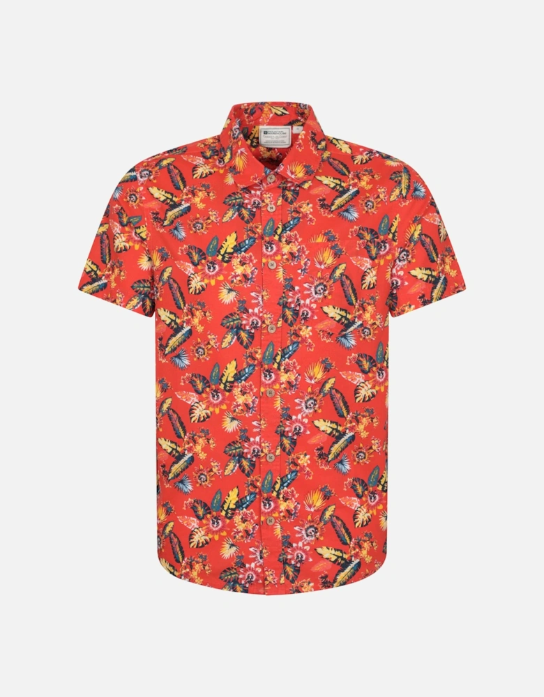 Mens Tropical Leaves Short-Sleeved Shirt
