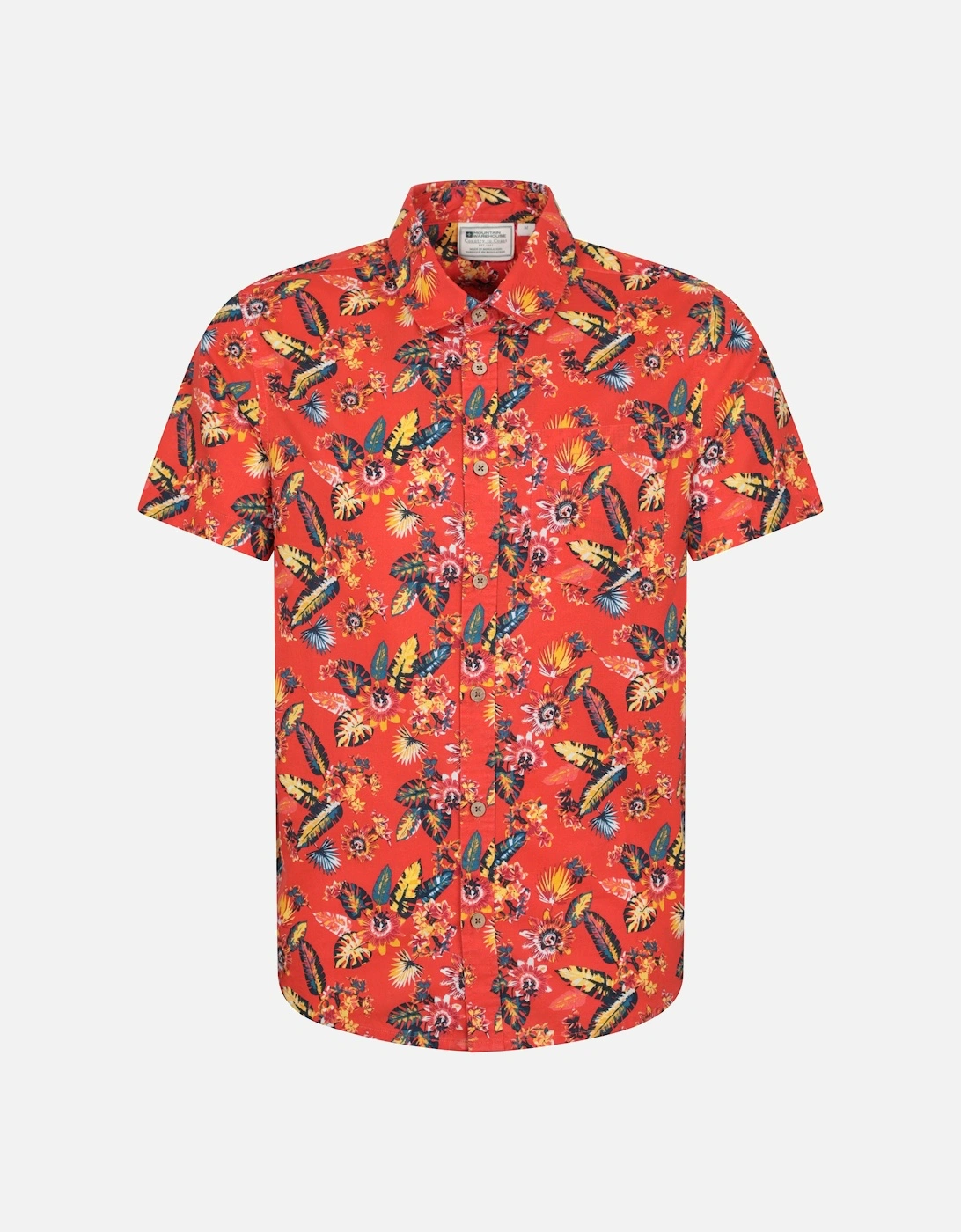 Mens Tropical Leaves Short-Sleeved Shirt, 4 of 3