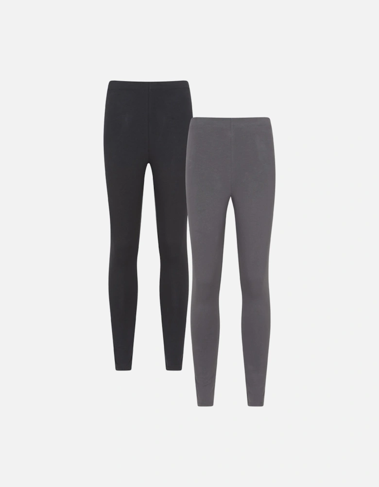 Womens/Ladies Cotton Blend Midweight Leggings (Pack of 2)