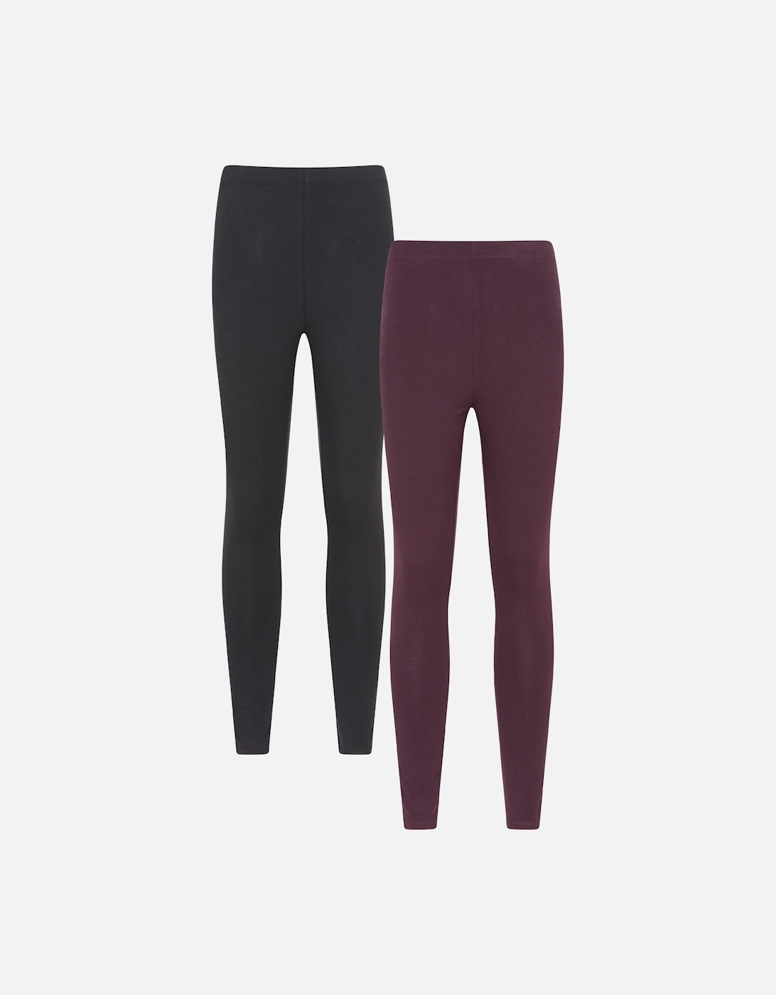 Mountain Warehouse Women's Purple / Cotton Blend Midweight Leggings (Pack Of 2) - Size 8