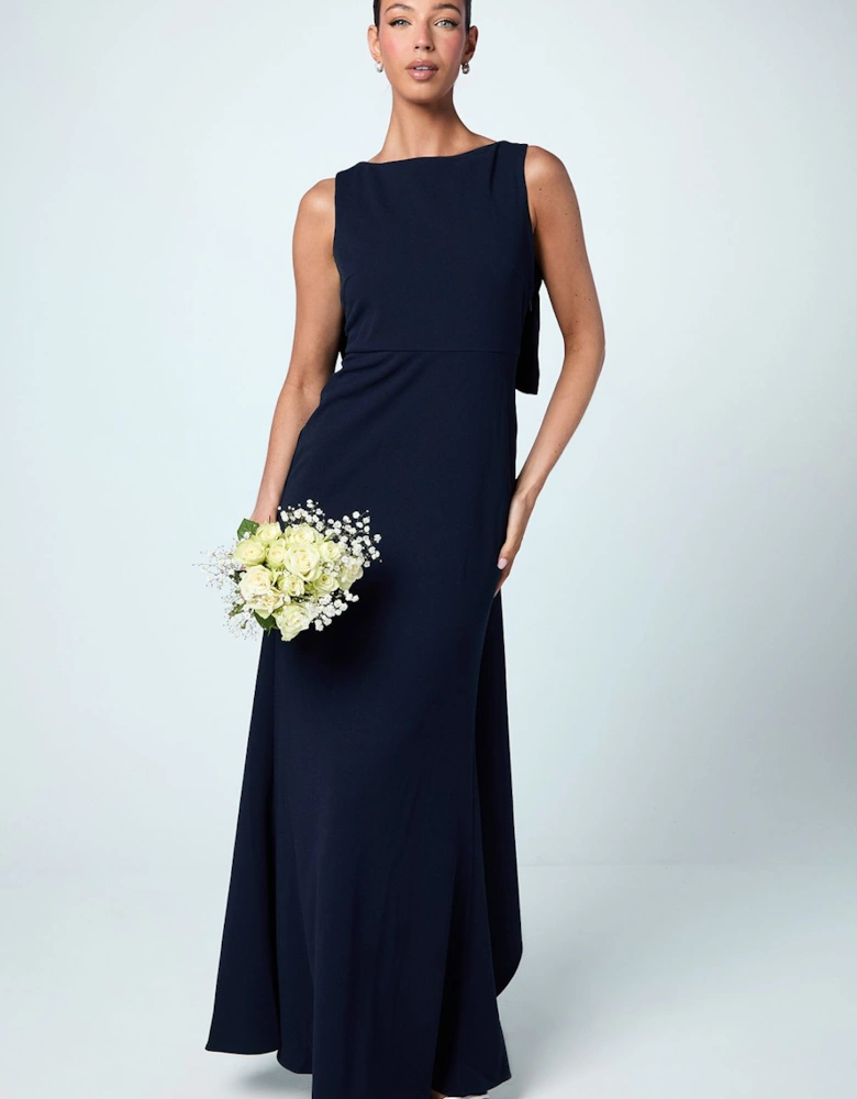 Bow Back Sculpting Crepe Bridesmaids Dress