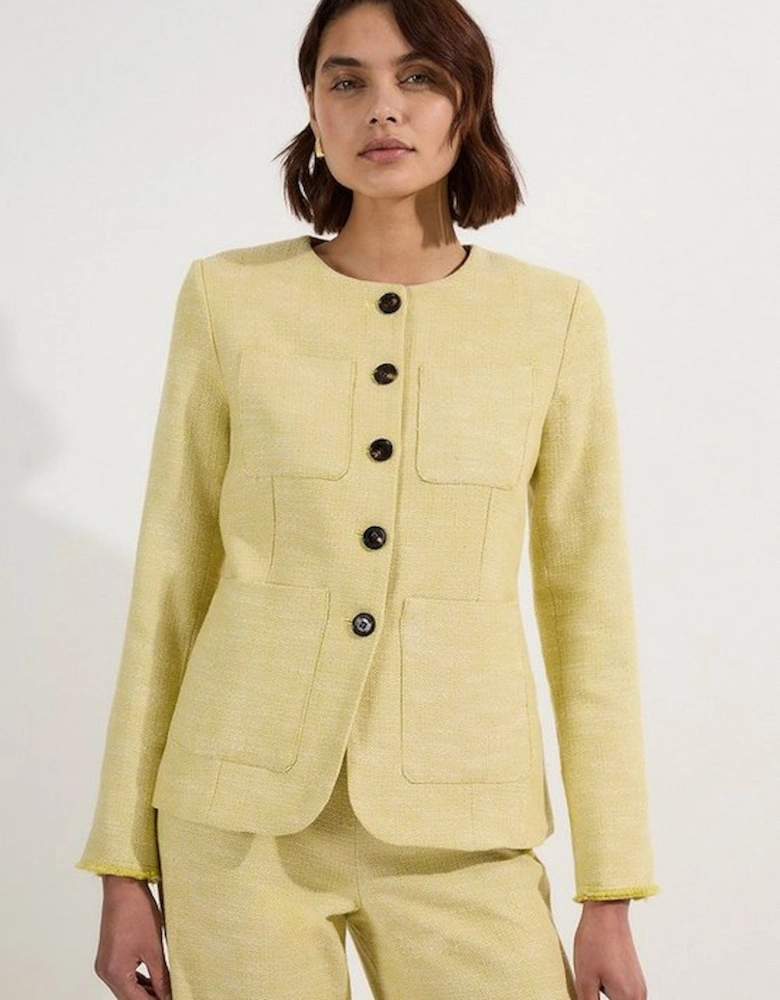 Spring Tweed Tailored Pocket Front Tailored Blazer