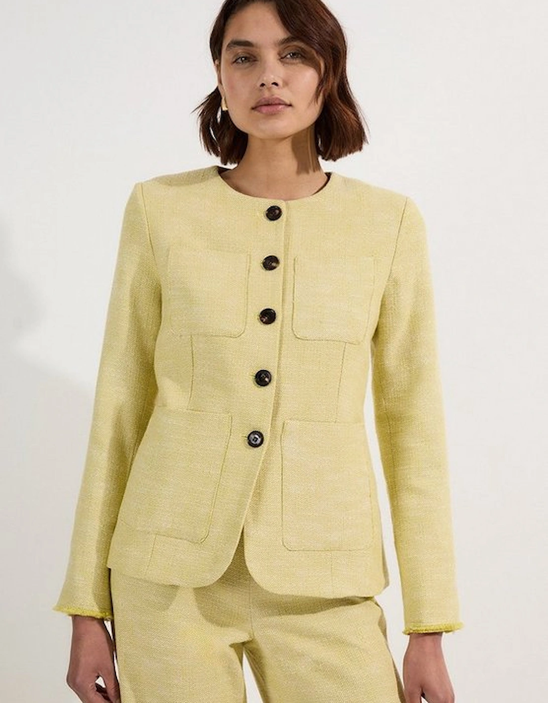 Spring Tweed Tailored Pocket Front Tailored Blazer, 4 of 3