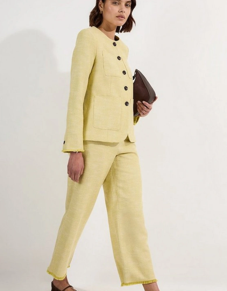Spring Tweed Tailored Pocket Front Tailored Blazer