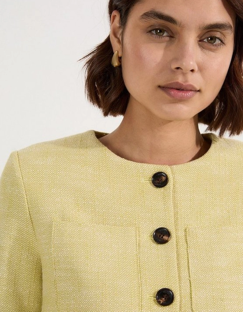 Spring Tweed Tailored Pocket Front Tailored Blazer