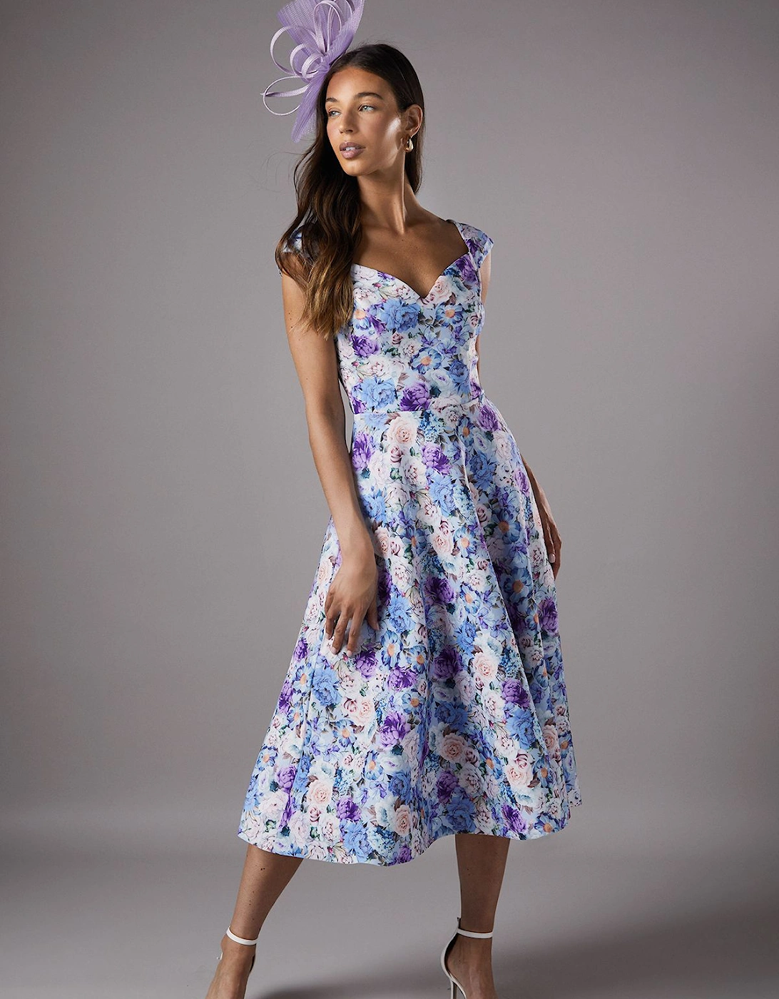 Floral Sweetheart Scuba Midi Dress, 2 of 1