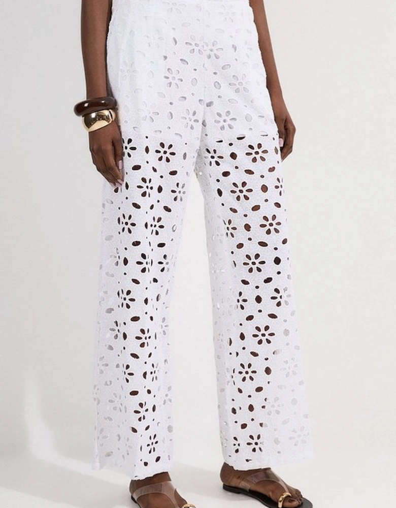 Cotton Broderie Woven Trouser