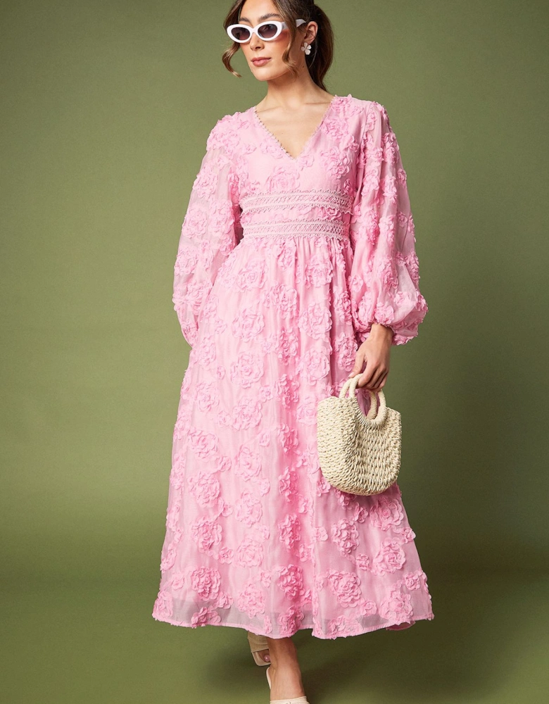 3D Texture Midi Dress