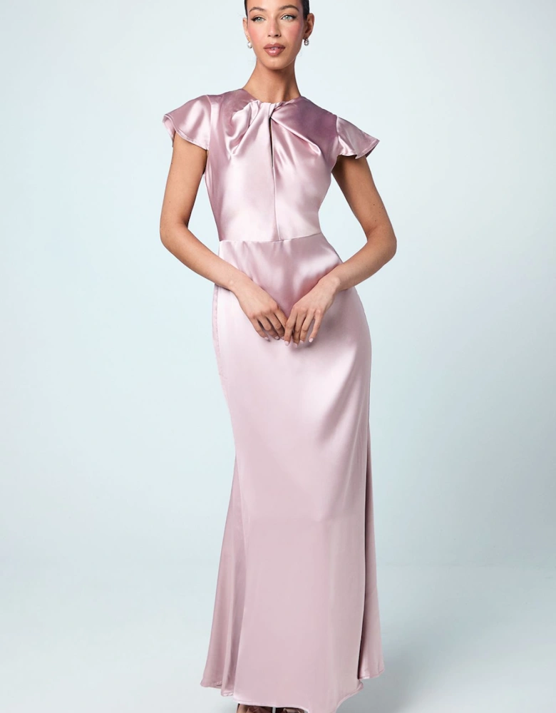 Keyhole Detail Satin Bridesmaids Dress