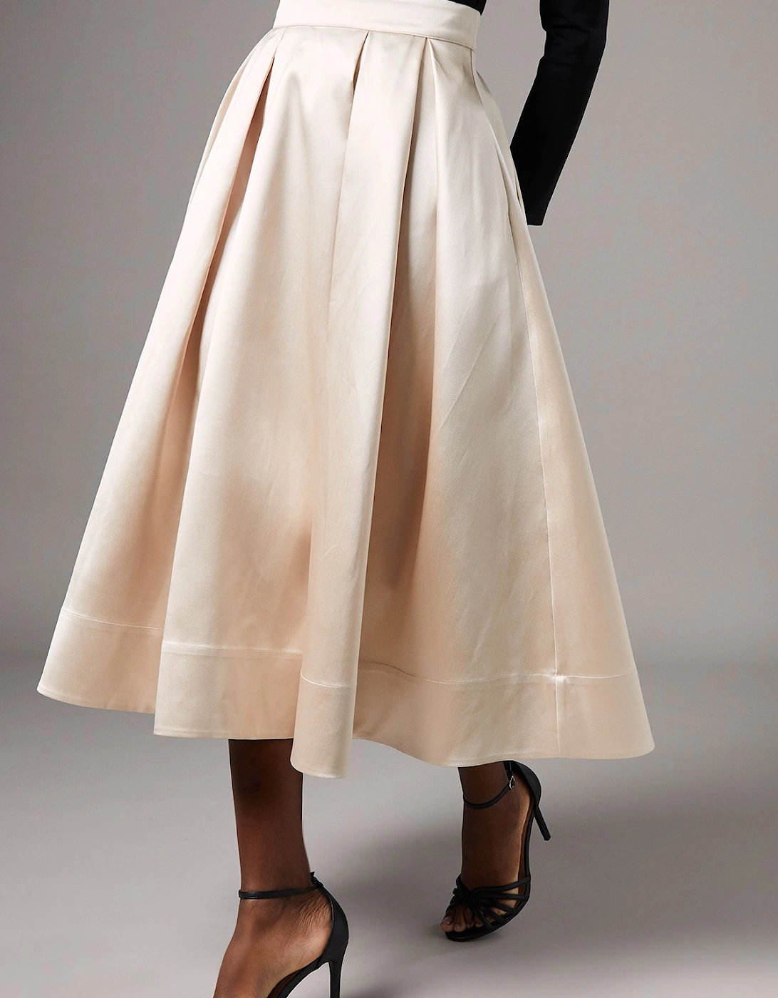 Twill Pleat Midi Skirt, 2 of 1