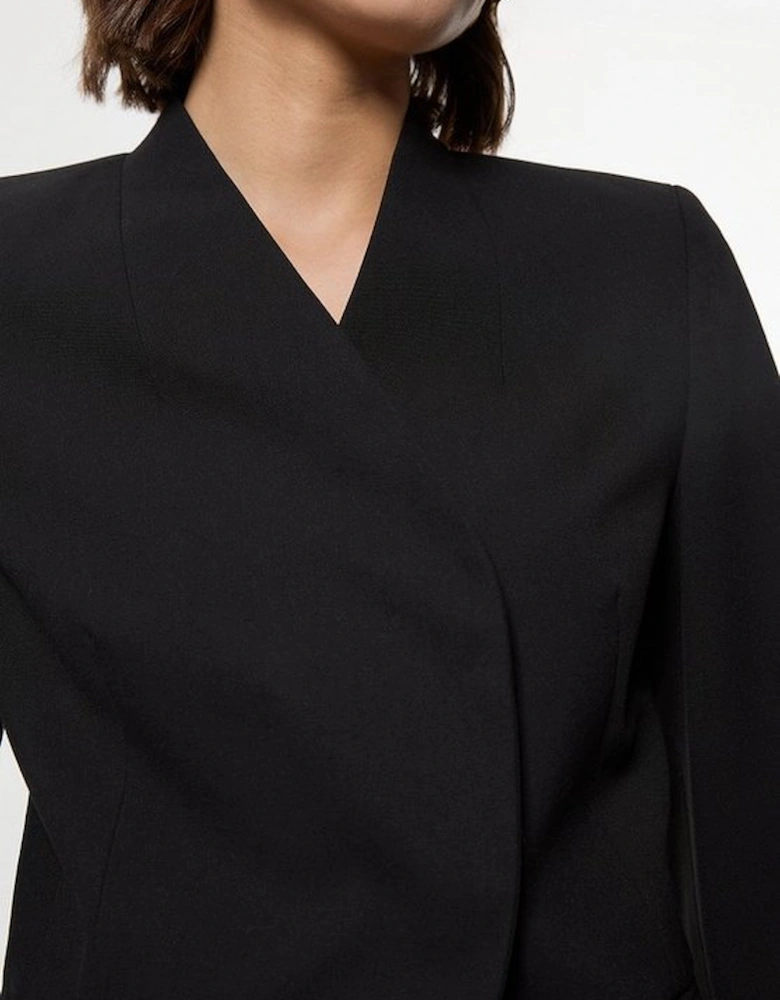 Compact Stretch Asymmetric Single Breasted Tailored Blazer