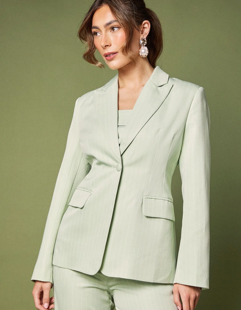 Pinstripe Single Breasted Blazer