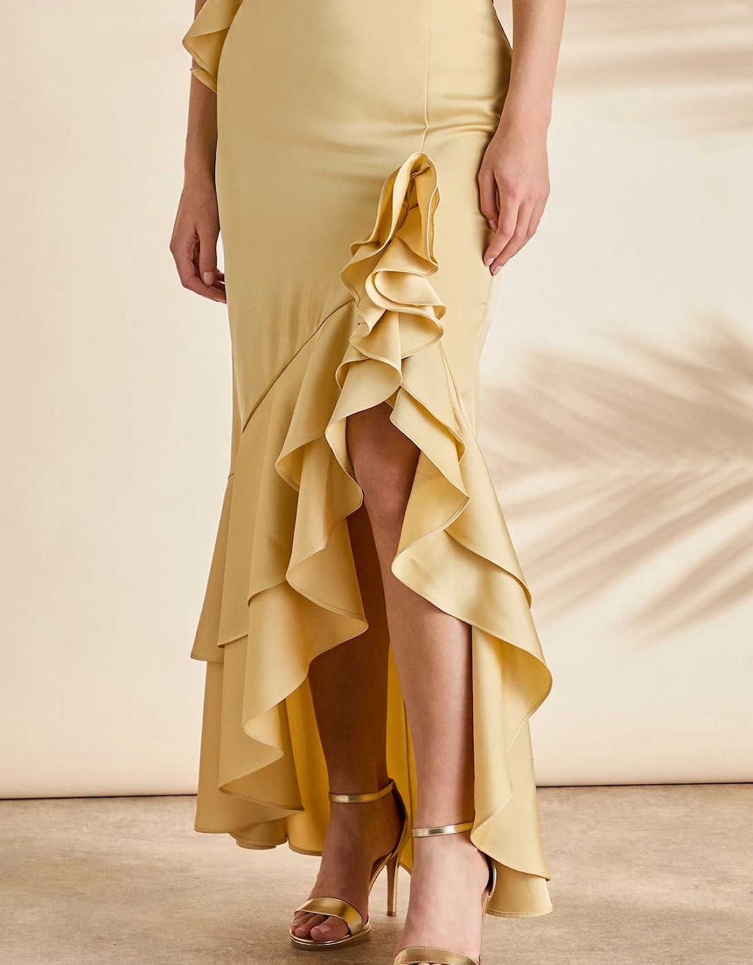 Midi Satin Slip Skirt With Frills, 2 of 1