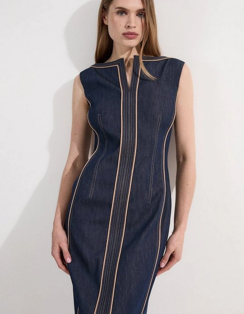Archive Collection - Tailored Denim Pocketed Maxi Dress