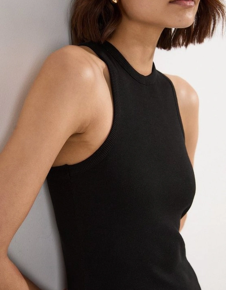 Compact Jersey Ribbed Sleeveless Maxi Dress