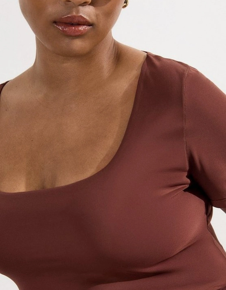 Plus Size Contour Jersey Short Sleeve Scoop Neck Top