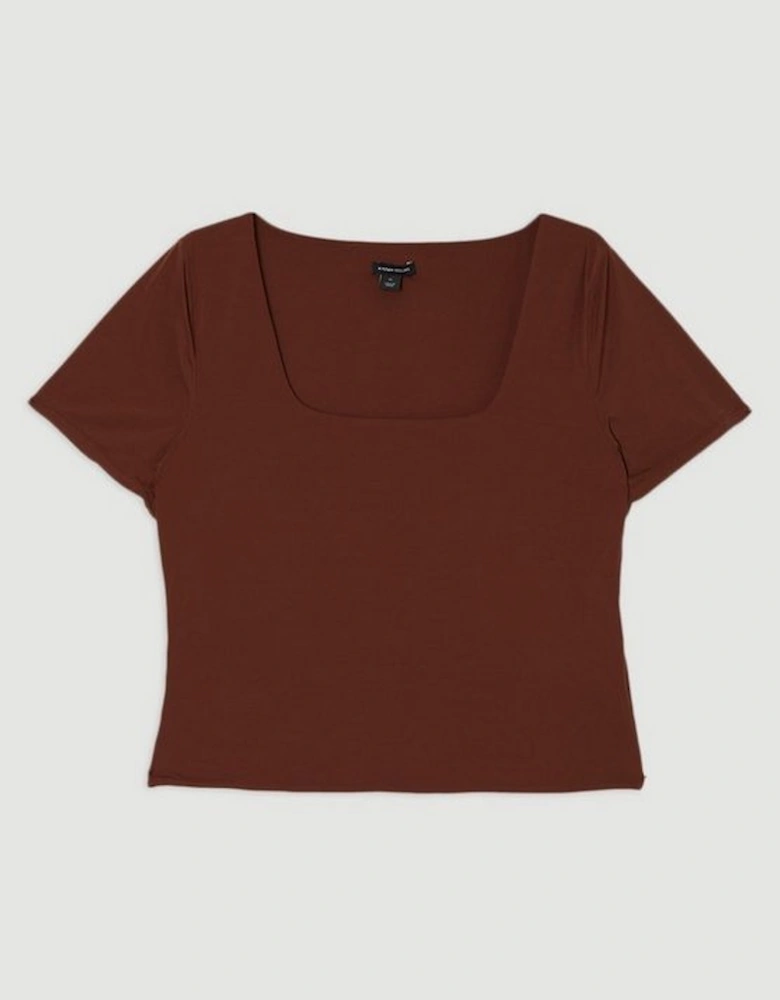 Plus Size Contour Jersey Short Sleeve Scoop Neck Top