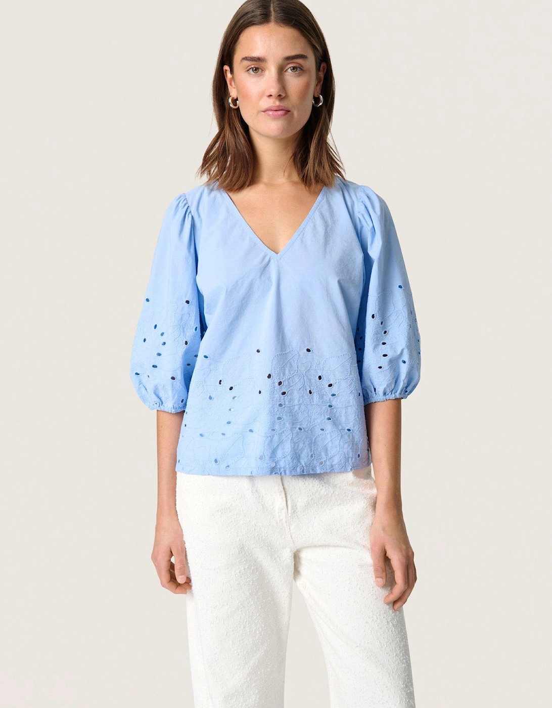 Manja Short Sleeve Blouse - Blue, 2 of 1
