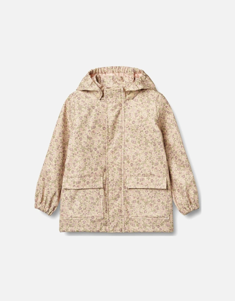Girls Printed Rain Jacket - Cream