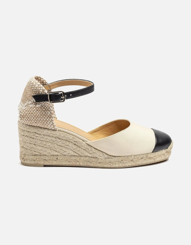 Coraline Contrast Toe Wedge Espadrille - White