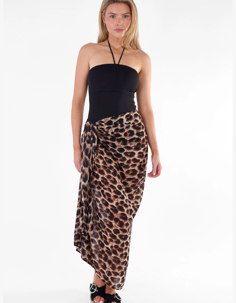 Brown Animal print Multiwear Beach Sarong