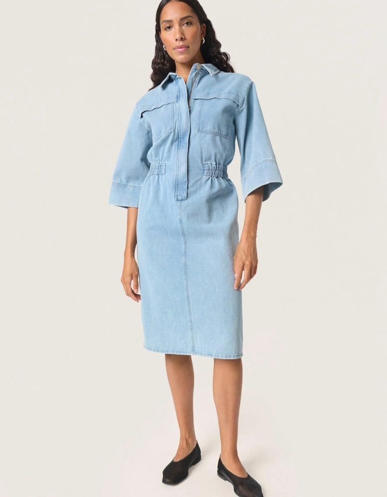 Annabeth Short Sleeve Denim Dress - Blue
