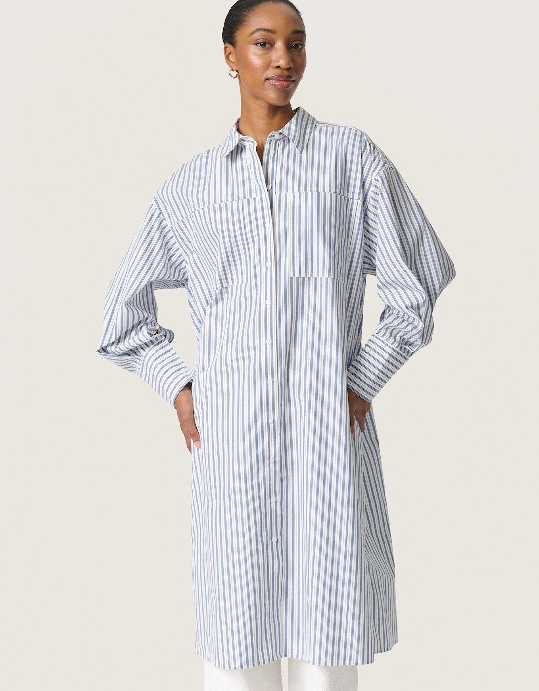 Mimilou Short Sleeve Shirt Dress - White, 2 of 1