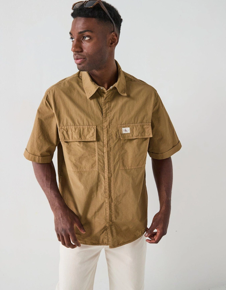 Garment Dye Short Sleeve Shirt - Beige