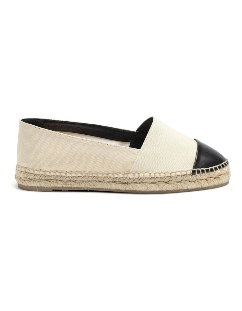 Katty Toe Contrast Flat Espadrille - White