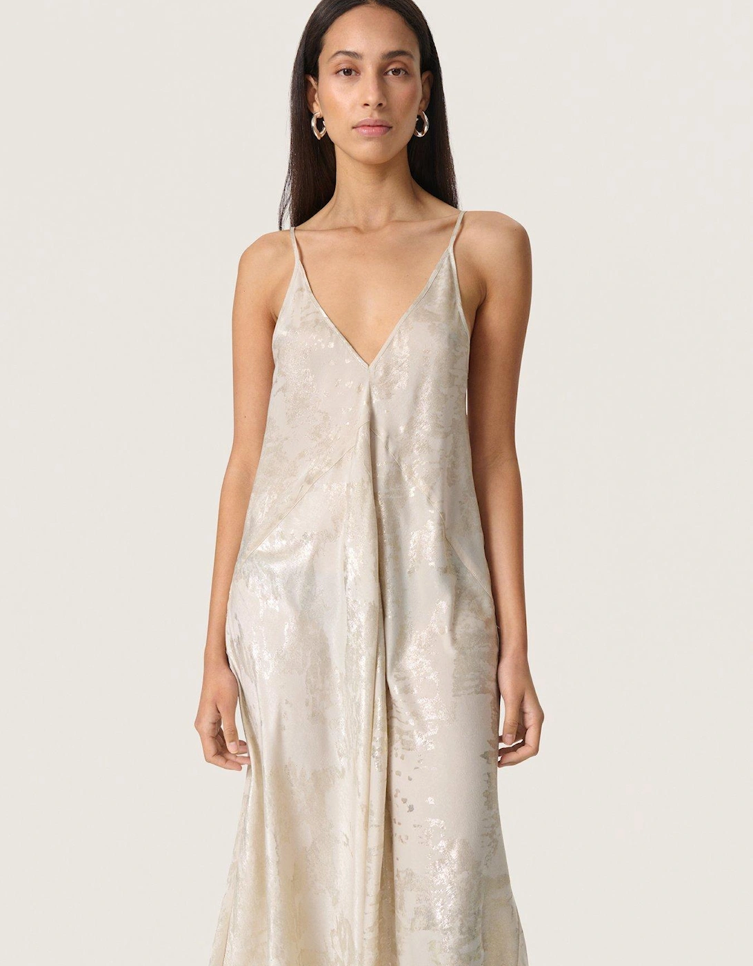 Kitty Spaghetti Strap Strap Midi Dress - Grey, 2 of 1