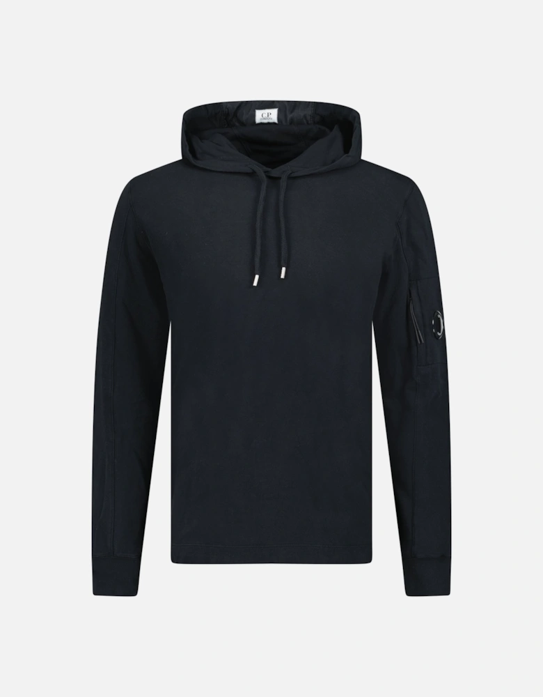 Hooded Lens Light Fleece Sweatshirt Black