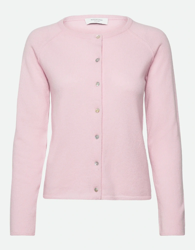 Laica long sleeve O neck raglan cardigan in peek a boo pink