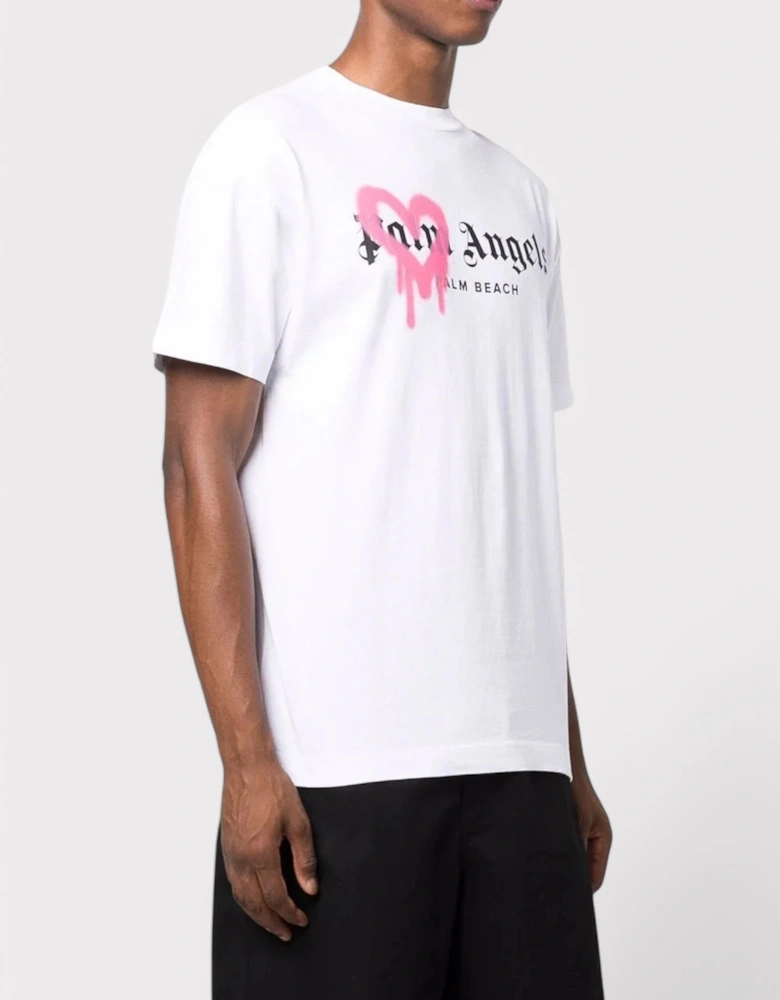 Miami Heart Sprayed T Shirt White