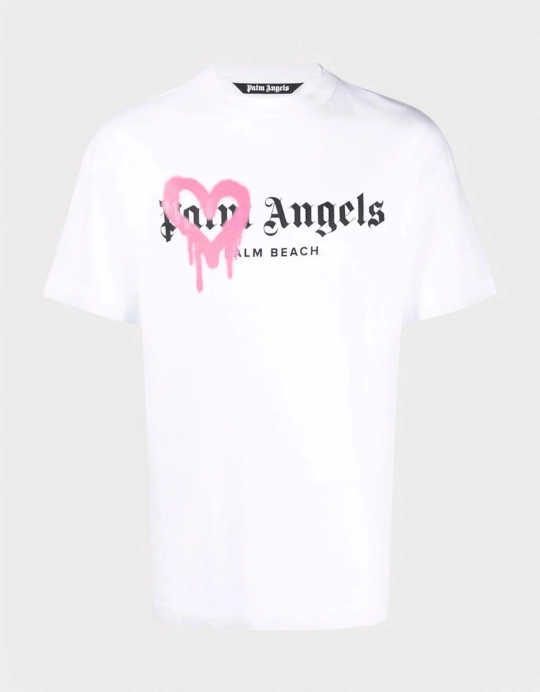 Miami Heart Sprayed T Shirt White