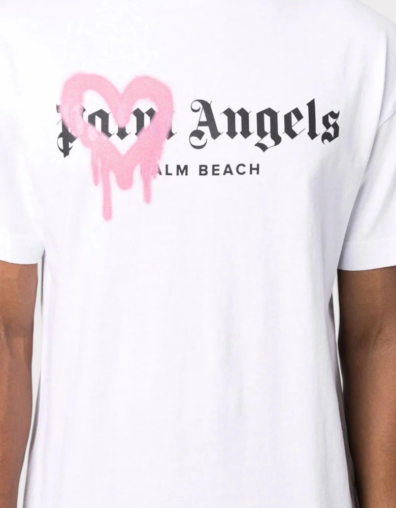 Miami Heart Sprayed T Shirt White