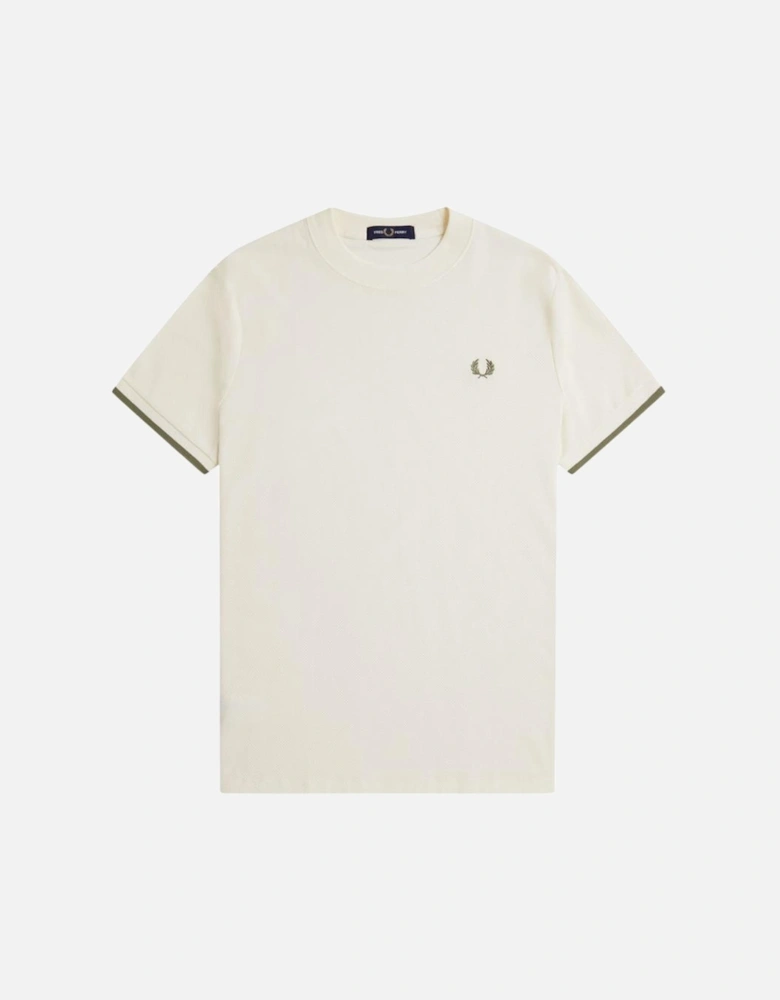 Tipped Cuff Pique T-Shirt - Light Ecru