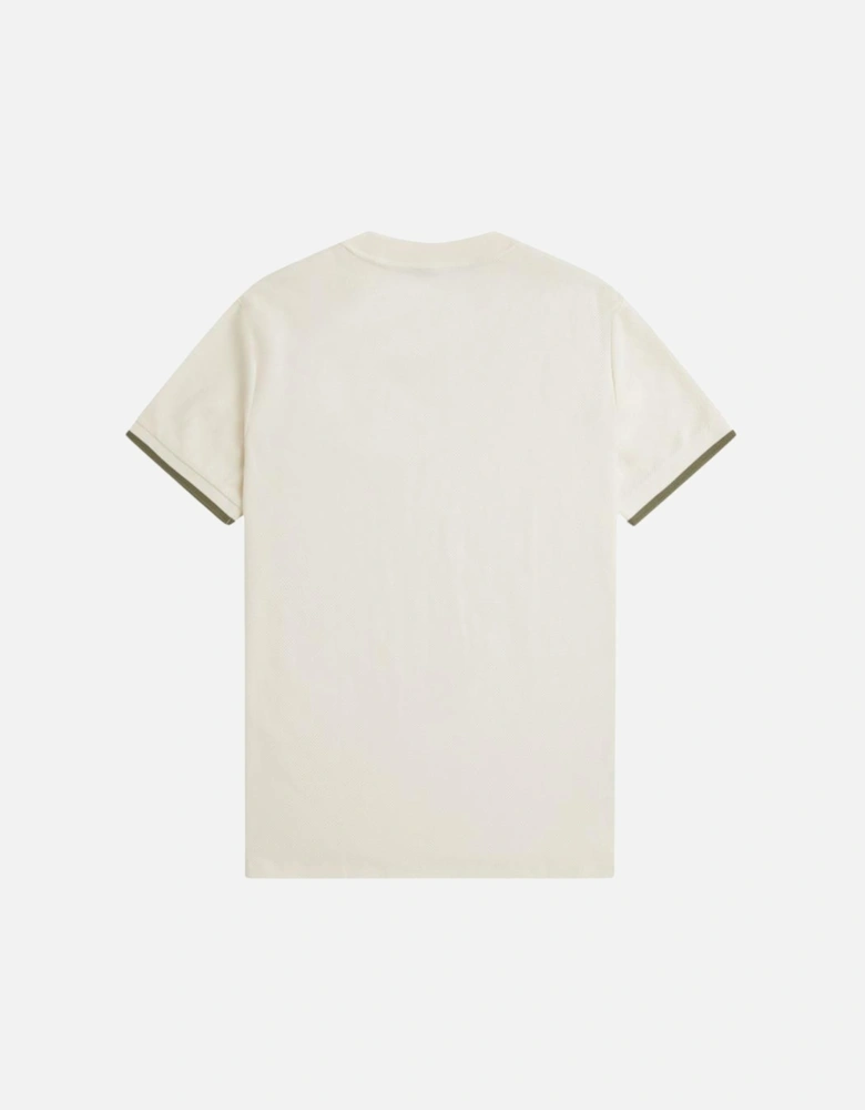 Tipped Cuff Pique T-Shirt - Light Ecru