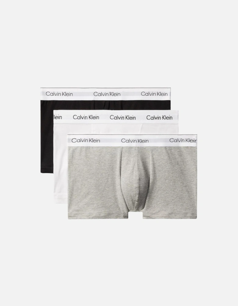 CK Icon Cotton Stretch Relaxed Fit Trunk 3PK - Grey Heather/White/Black
