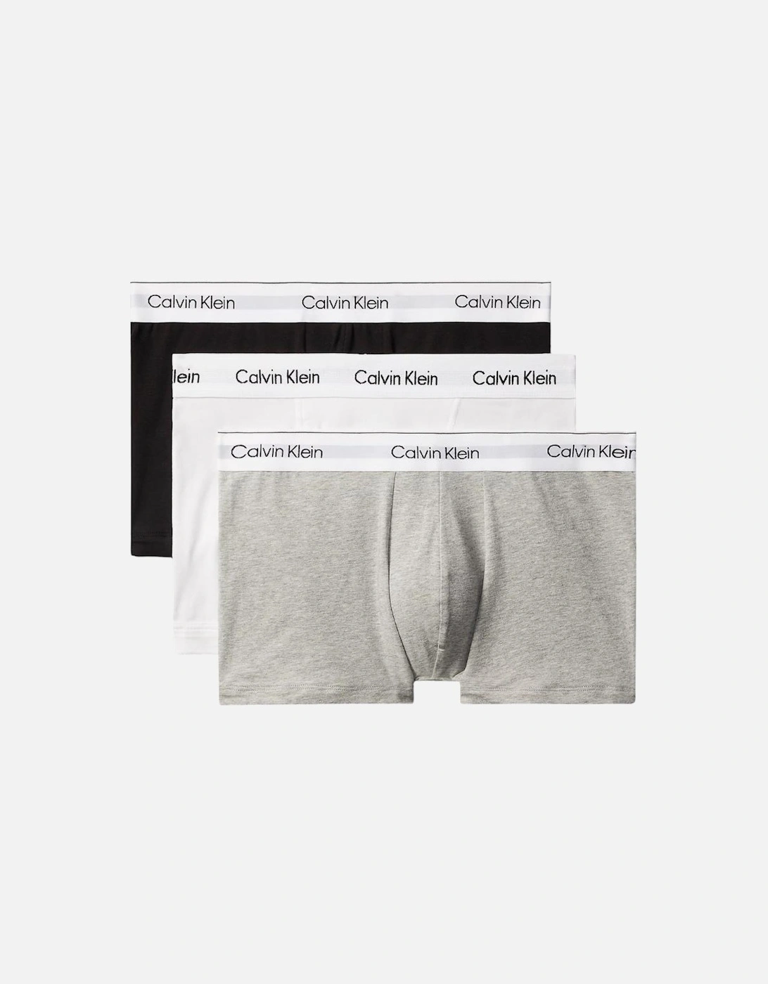 Calvin Klein Men's Multi Ck Icon Cotton Stretch Relaxed Fit Trunk 3Pk - Grey Heather/White/Black - : 32/33/32 Medium