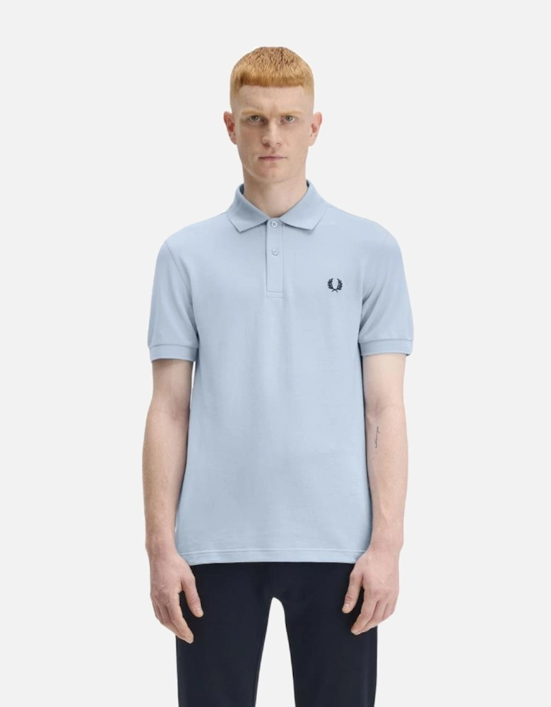 Plain Polo Shirt - Light Smoke/Navy
