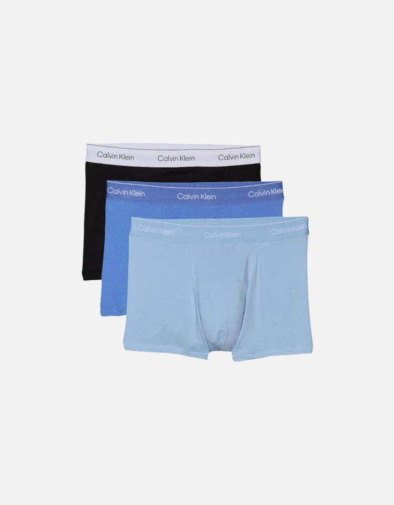 CK Icon Cotton Stretch Relaxed Fit Trunk 3PK - Black/Glacier/Bluebell