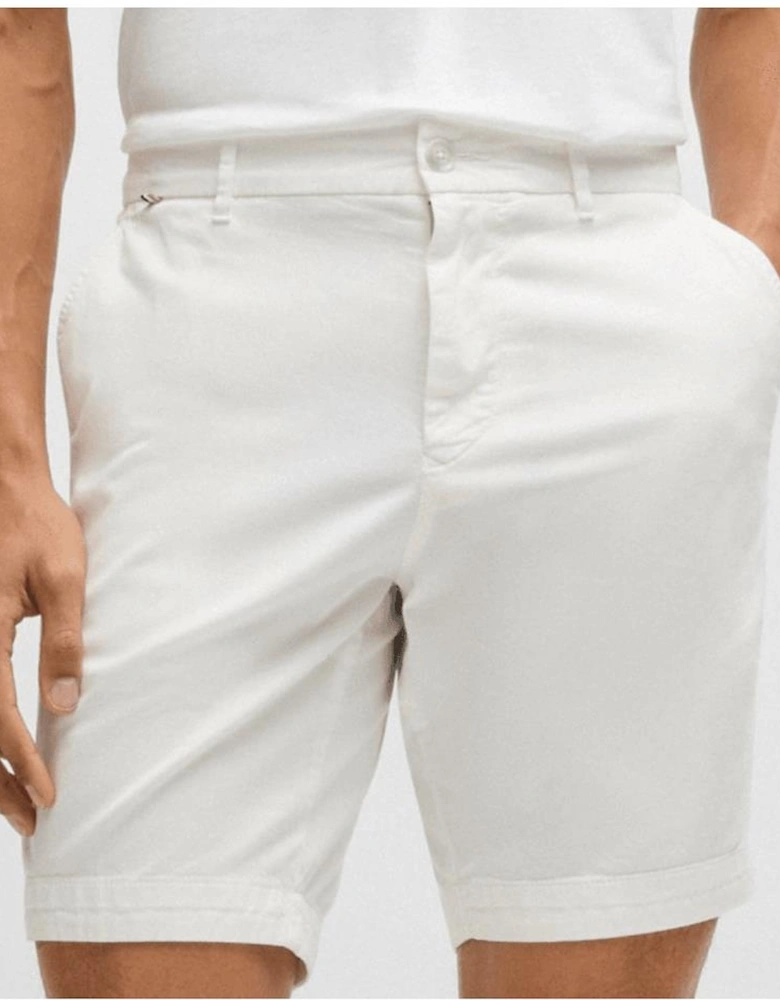 H-Slice Cotton Slim Fit White Shorts