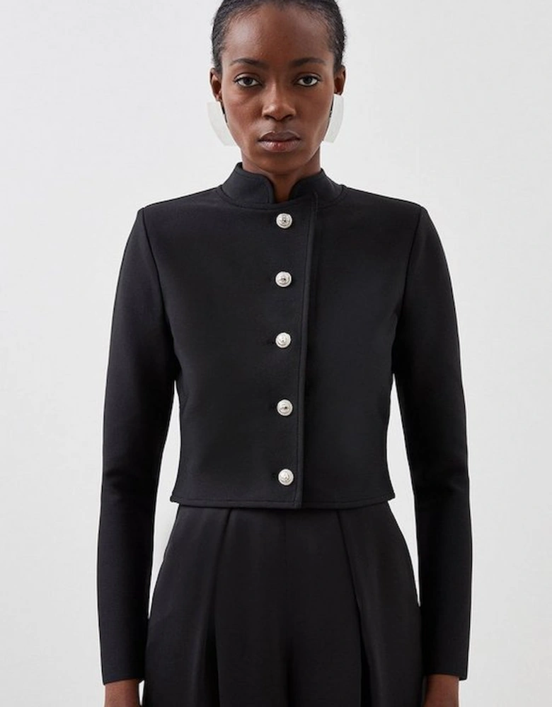Figure Form Bandage Cropped Button Up Knit Jacket