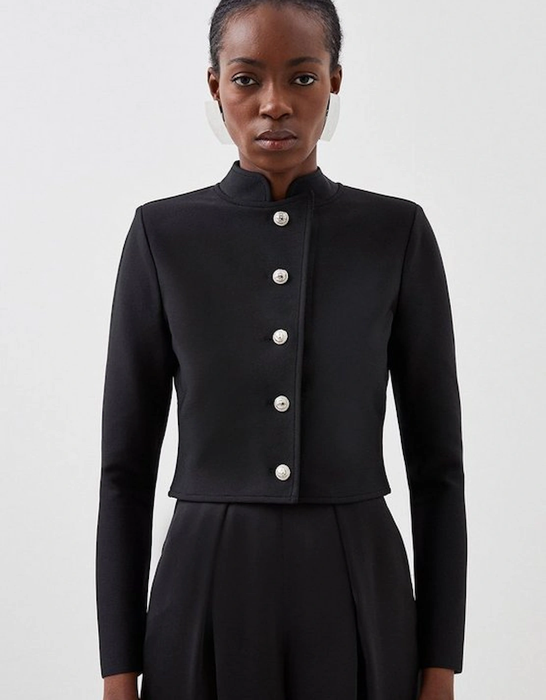 Figure Form Bandage Cropped Button Up Knit Jacket, 5 of 4