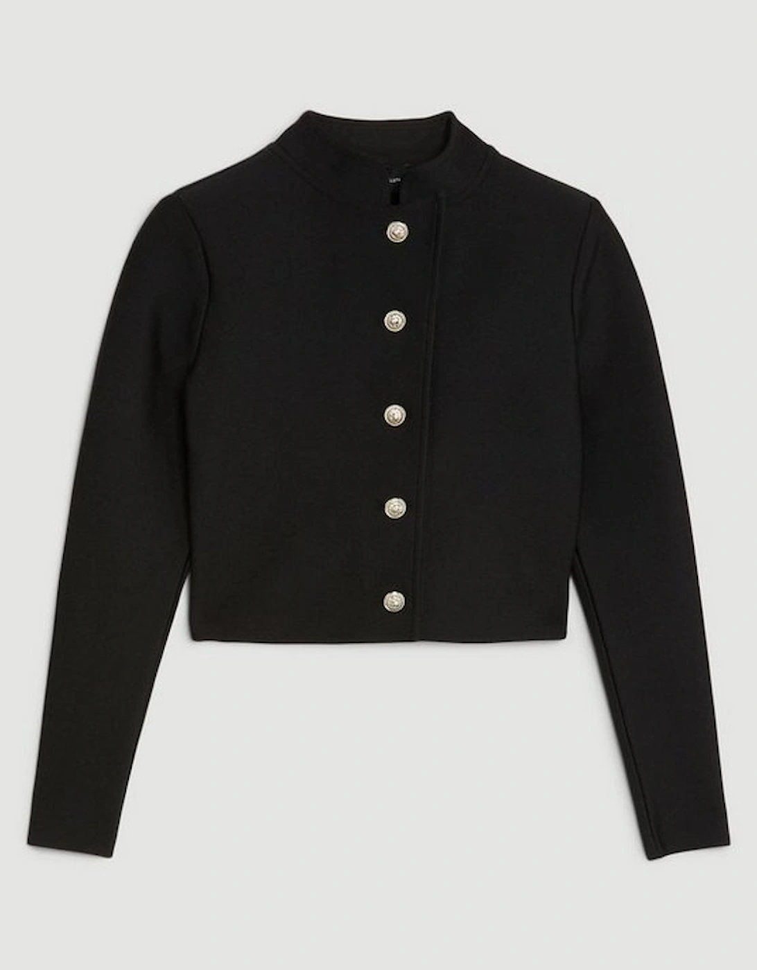 Figure Form Bandage Cropped Button Up Knit Jacket