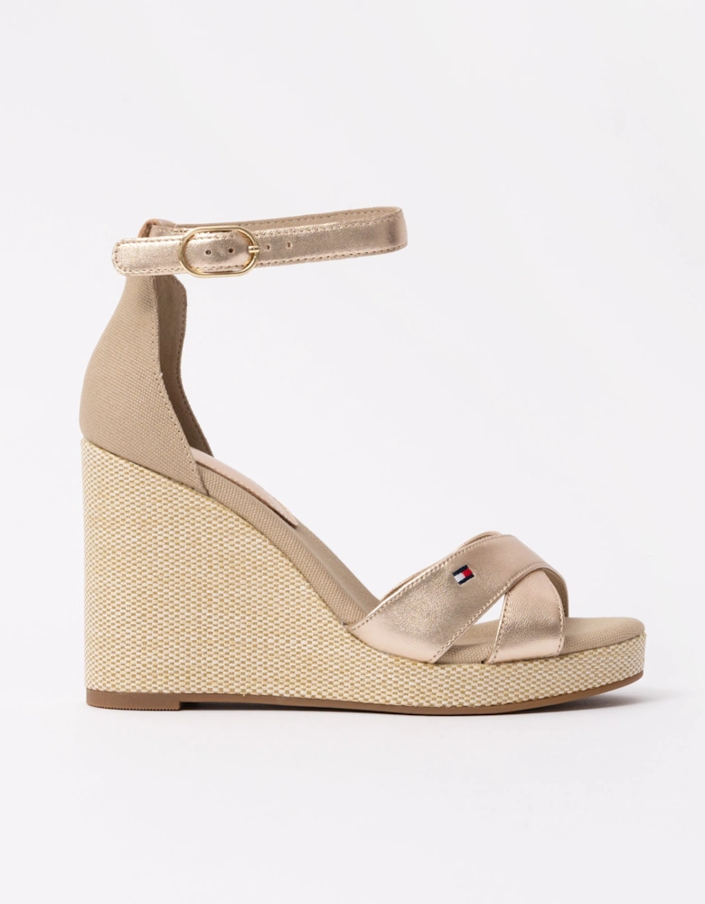Womens Metallic Wedge Espadrille Sandals